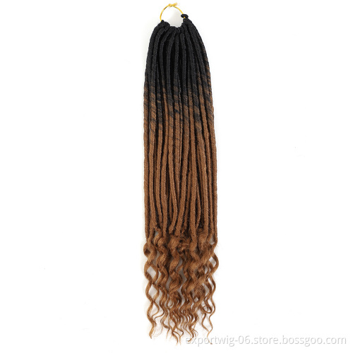 Hot Sell Wholesale Soft Dread New Wave Ombre Synthetic Crochet Extensions Curly Sister Goddess Faux Locs Faux Goddess Locs Afo